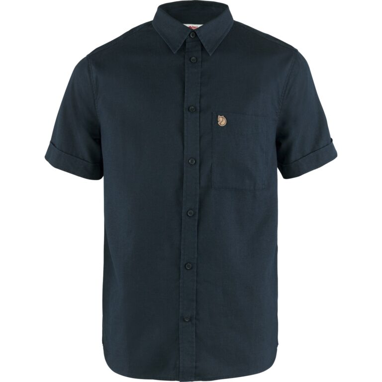 Fjällräven Ãvik Travel Shirt SS Herre S Blå Skjorter